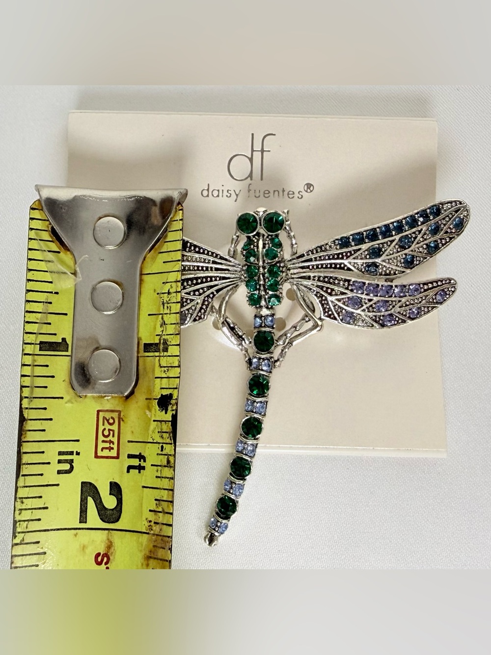 Dragonfly Brooch – Green & Blue Purple Crystal Rhinestones – Daisy Fuentes 🦋✨ - Picture 3 of 3